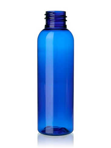 2 oz cobalt blue PET plastic cosmo round bottle with 20-410 neck finish