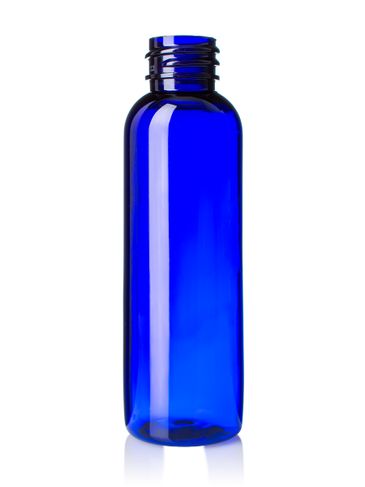 2 oz cobalt blue PET plastic cosmo round bottle with 20-410 neck finish