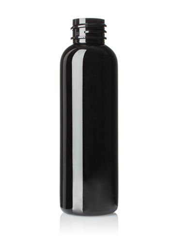 2 oz dark amber PET plastic cosmo round bottle with 20-410 neck finish