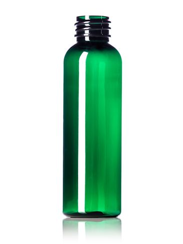 2 oz green PET plastic cosmo round bottle with 20-410 neck finish