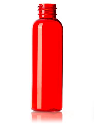 2 oz red PET plastic cosmo round bottle with 20-410 neck finish