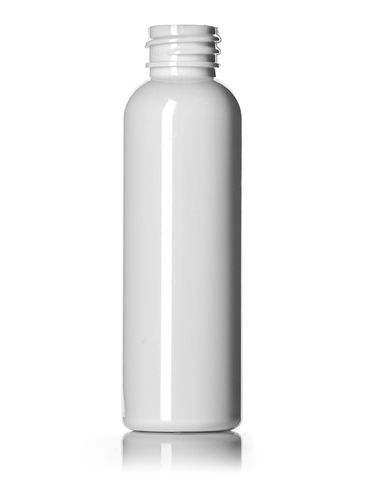 2 oz white PET plastic cosmo round bottle with 20-410 neck finish