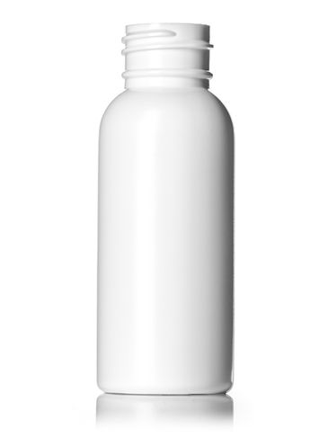 2 oz white HDPE plastic plastique round bottle with 24-410 neck finish