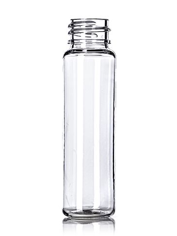 1 oz clear PET plastic heavy gram weight slim cylinder round bottle with 20-410 neck finish