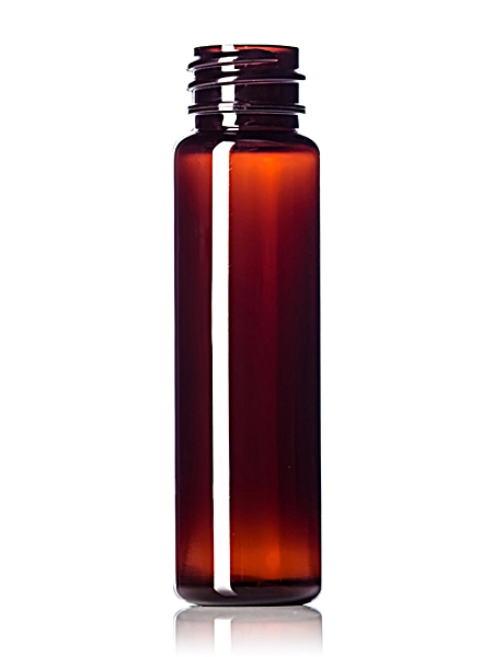 1 oz Amber PET Plastic Slim Cylinder Round Bottle – B391A