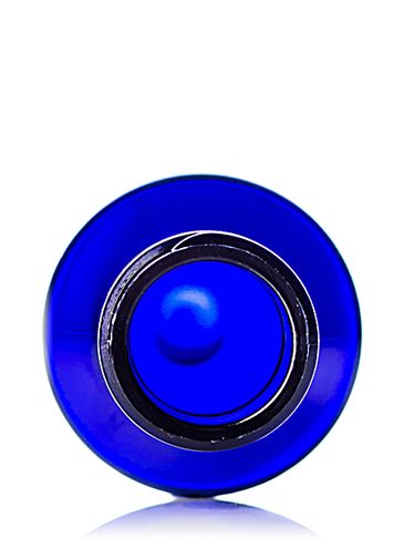 1 oz cobalt blue PET plastic modern round bottle with 20-410 neck finish