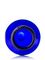 1 oz cobalt blue PET plastic modern round bottle with 20-410 neck finish