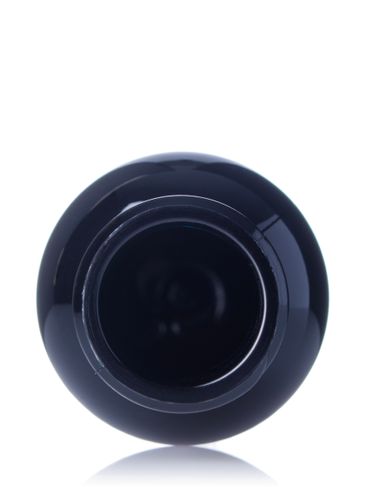1 oz black PET plastic boston round bottle with 20-410 neck finish