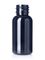 1 oz black PET plastic boston round bottle with 20-410 neck finish