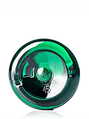 1 oz green PET plastic boston round bottle with 20-410 neck finish