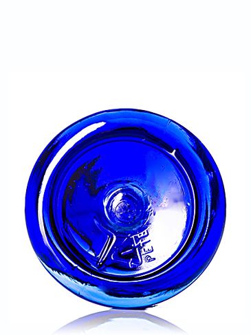 1 oz cobalt blue PET plastic boston round bottle with 20-410 neck finish