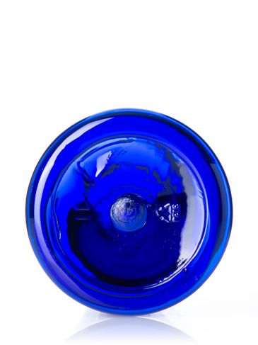 1.5 oz cobalt blue PET plastic boston round bottle with 20-410 neck finish