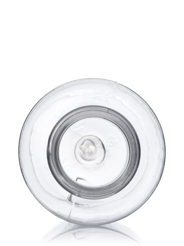 1.5 oz clear PET plastic boston round bottle with 20-410 neck finish