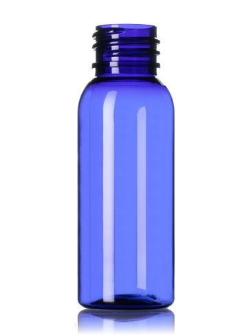 1 oz cobalt blue PET plastic bullet bottle with 20-410 neck finish