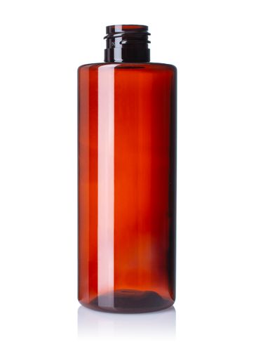 4 oz amber PET plastic cylinder round bottle with 20-410 neck finish