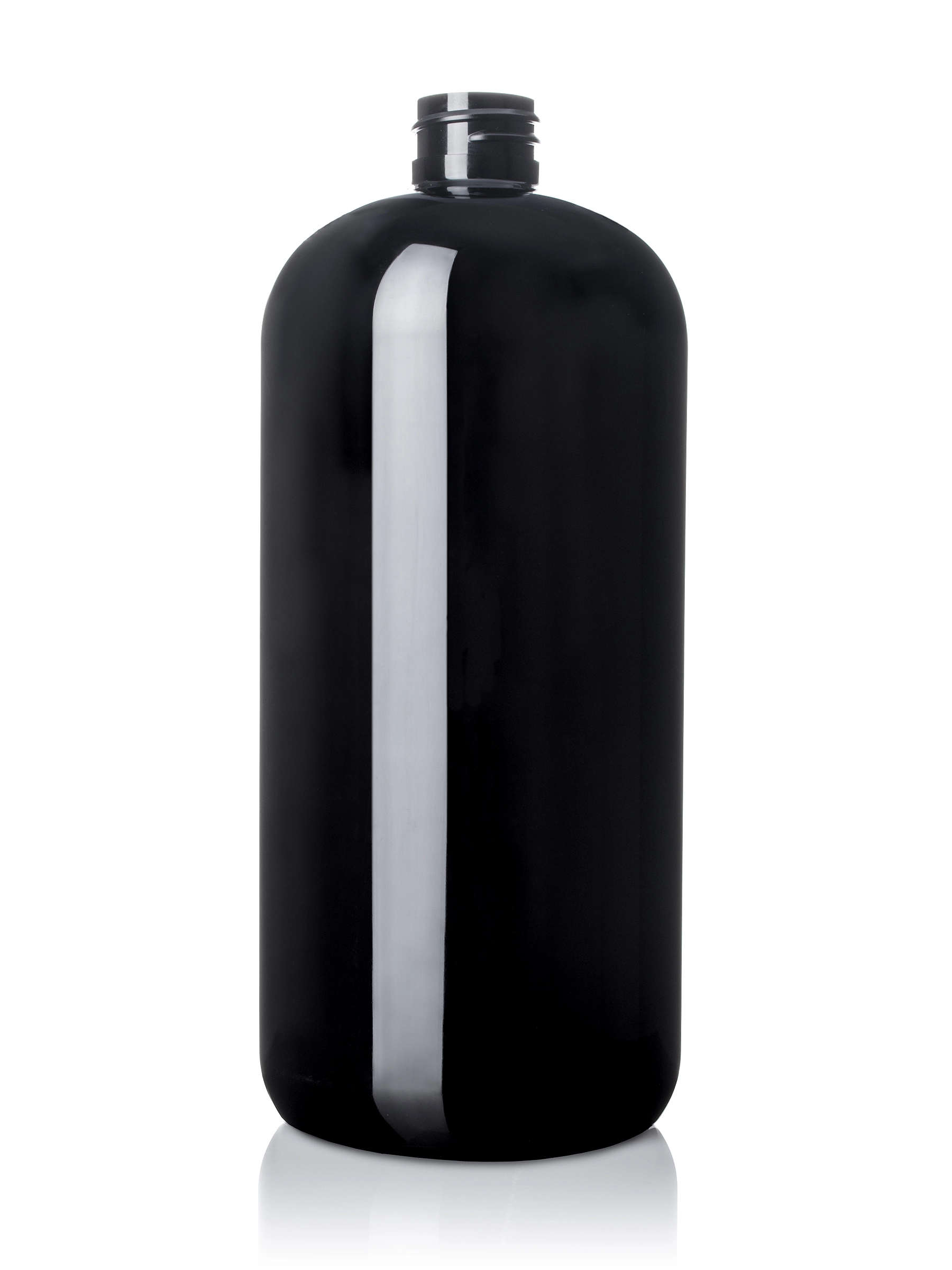 32 oz Black PET Plastic Boston Round Bottle – B433BK