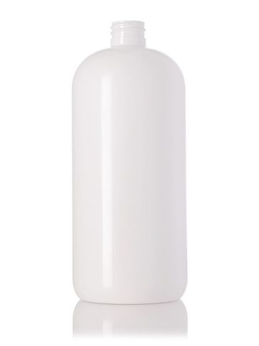32 oz white PET plastic boston round bottle with 28-410 neck finish