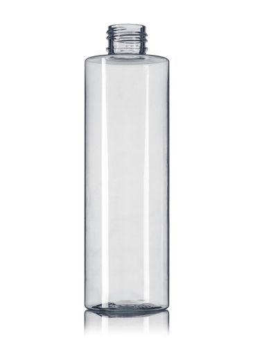 8 oz clear PET plastic cylinder round bottle with 24-410 neck finish