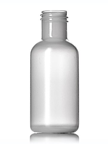 1/2 oz natural-colored MDPE plastic boston round bottle with 15-415 neck finish