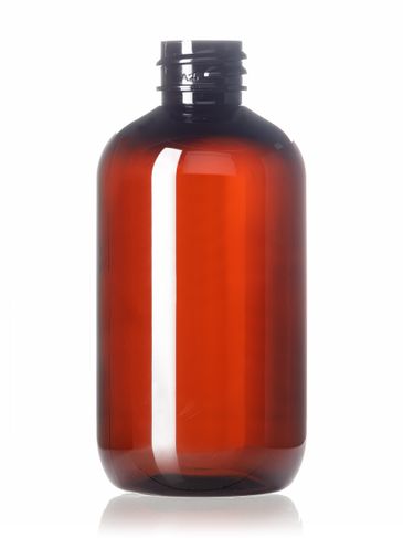 3 oz amber PET plastic heavy gram boston round bottle with 20-410 neck finish