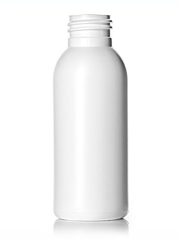 3 oz white HDPE plastic imperial round bottle with 24-410 neck finish