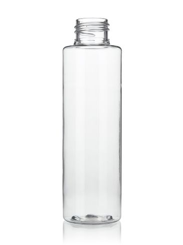 125 mL clear PET plastic cylinder round bottle with 24-410 neck finish