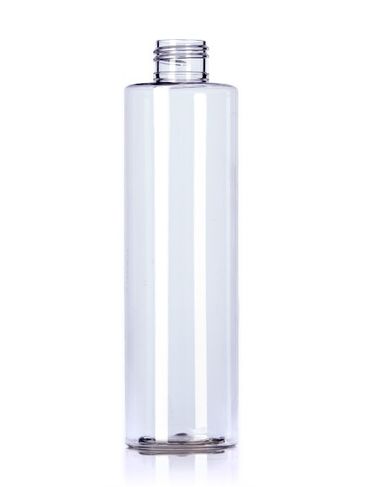 8 oz clear PET plastic cylinder round bottle with 24-410 neck finish