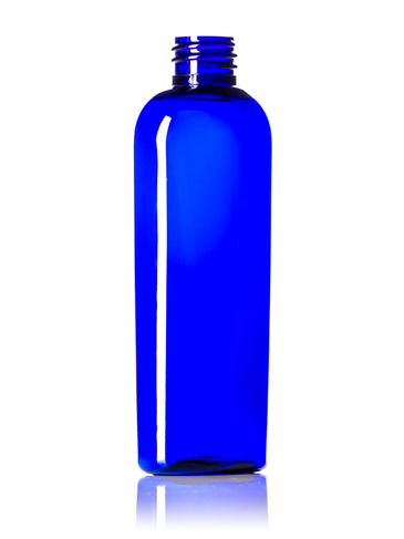 4 oz cobalt blue PET plastic cosmo oval bottle with 20-410 neck finish