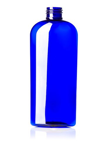 8 oz cobalt blue PET plastic cosmo oval bottle with 24-410 neck finish