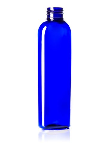 8 oz cobalt blue PET plastic cosmo oval bottle with 24-410 neck finish