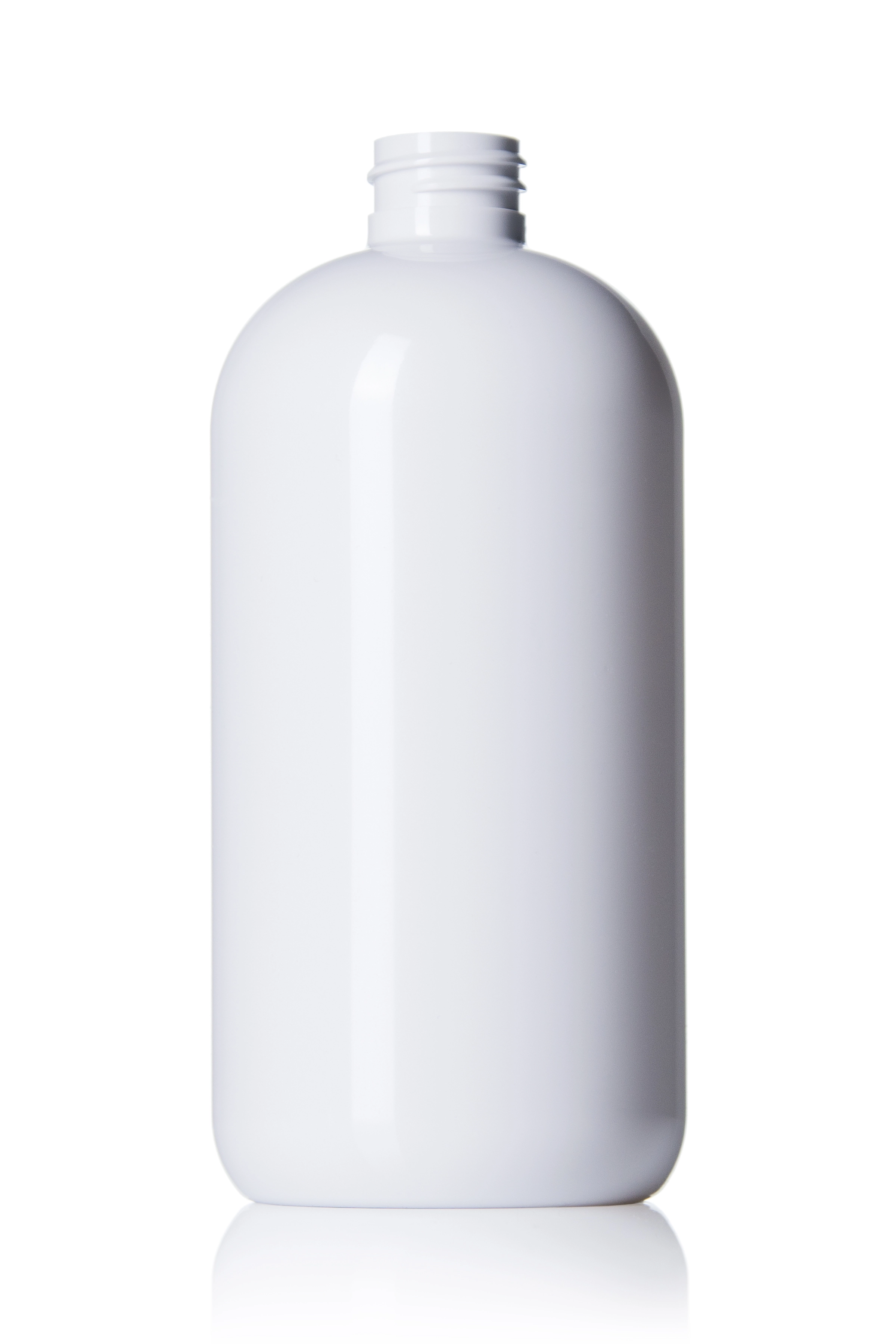 24 oz White PET Plastic Squat Boston Round Bottle – B473WH