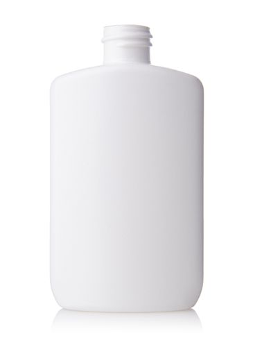 3 oz white HDPE plastic flat oval bottle with 20-410 neck finish