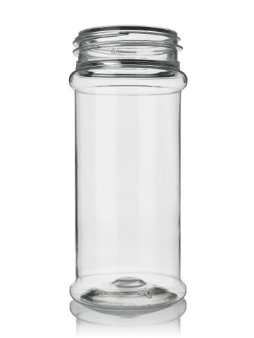 8.4 oz clear PET plastic spice bottle with 53-485 neck finish