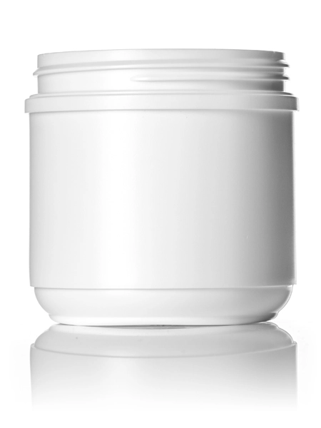 16 oz White HDPE Plastic Wide-Mouth Container – B535
