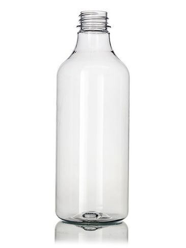 16 oz clear PET plastic round bottle with 28-400 neck finish