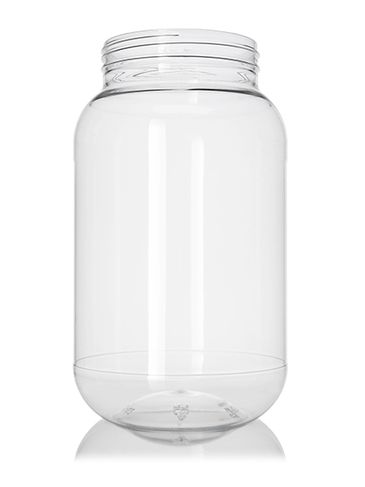 120 oz clear PET plastic wide-mouth container with indented label panel and 110-400 neck finish