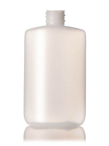 3 oz natural-colored HDPE plastic flat oval bottle with 20-410 neck finish