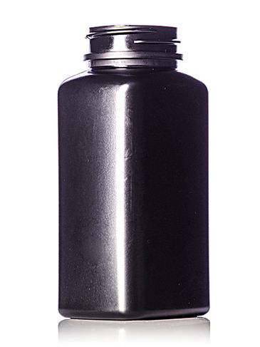 190 cc black HDPE plastic oblong pill packer bottle with 38-400 neck finish