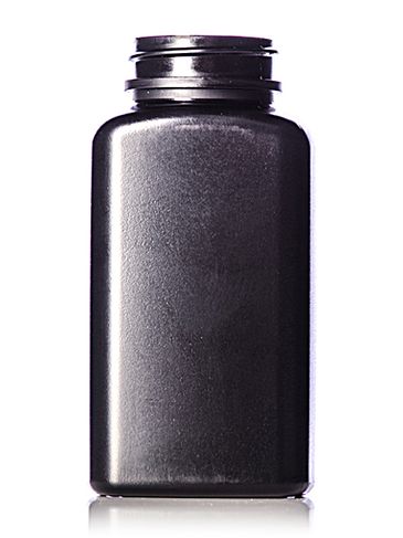 190 cc black HDPE plastic oblong pill packer bottle with 38-400 neck finish