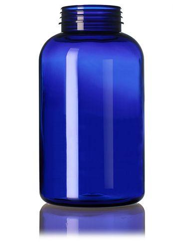 750 cc cobalt blue PET plastic pill packer bottle with hinge guard 53 mm neck finish