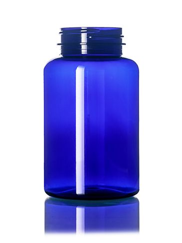 250 cc cobalt blue PET plastic pill packer bottle with 45-400 neck finish