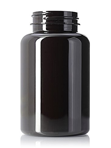 250 cc dark amber PET plastic pill packer bottle with 45-400 neck finish