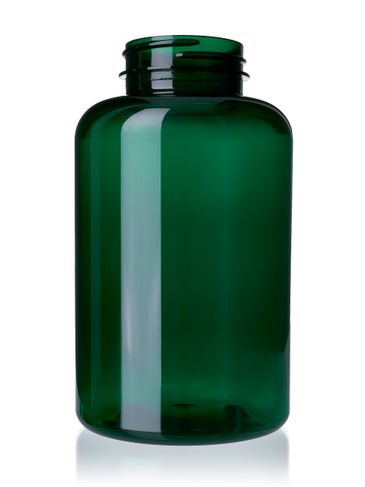 500 cc dark green PET plastic pill packer bottle with 45-400 neck finish