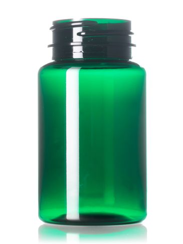 100 cc dark green PET plastic pill packer bottle with 38-400 neck finish