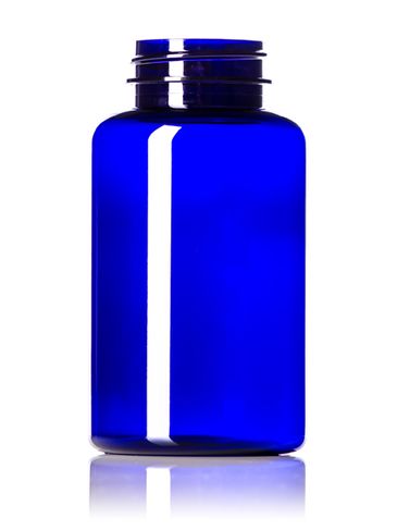 200 cc cobalt blue PET plastic pill packer bottle with 38-400 neck finish