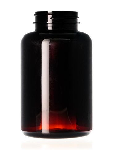 300  cc dark amber PET plastic pill packer bottle with 45-400 neck finish