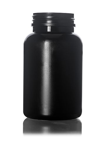200 cc black HDPE plastic pill packer bottle with 45-400 neck finish