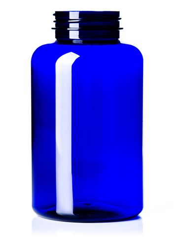 400 cc cobalt blue PET plastic pill packer bottle with 45-400 neck finish