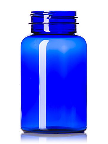 225 cc cobalt blue PET plastic pill packer bottle with 45-400 neck finish