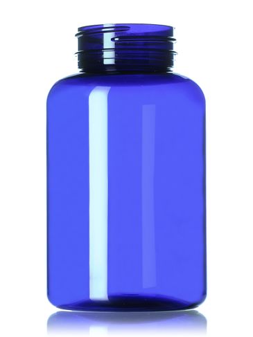 300 cc cobalt blue PET plastic pill packer bottle with 45-400 neck finish